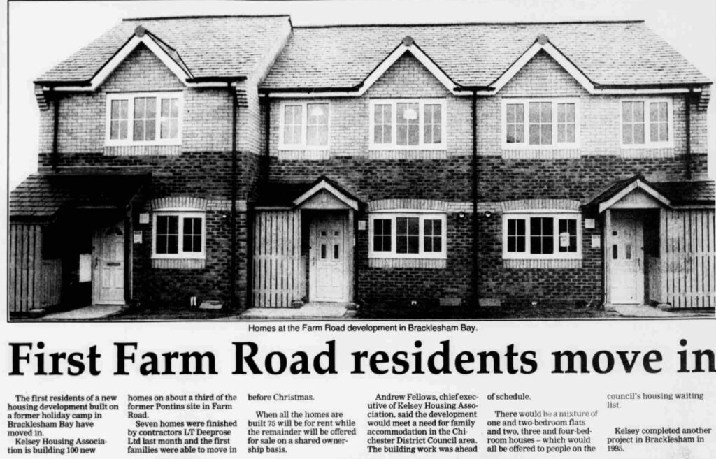 1997 press cutting of the new houses being built at Pontins Bracklesham bay