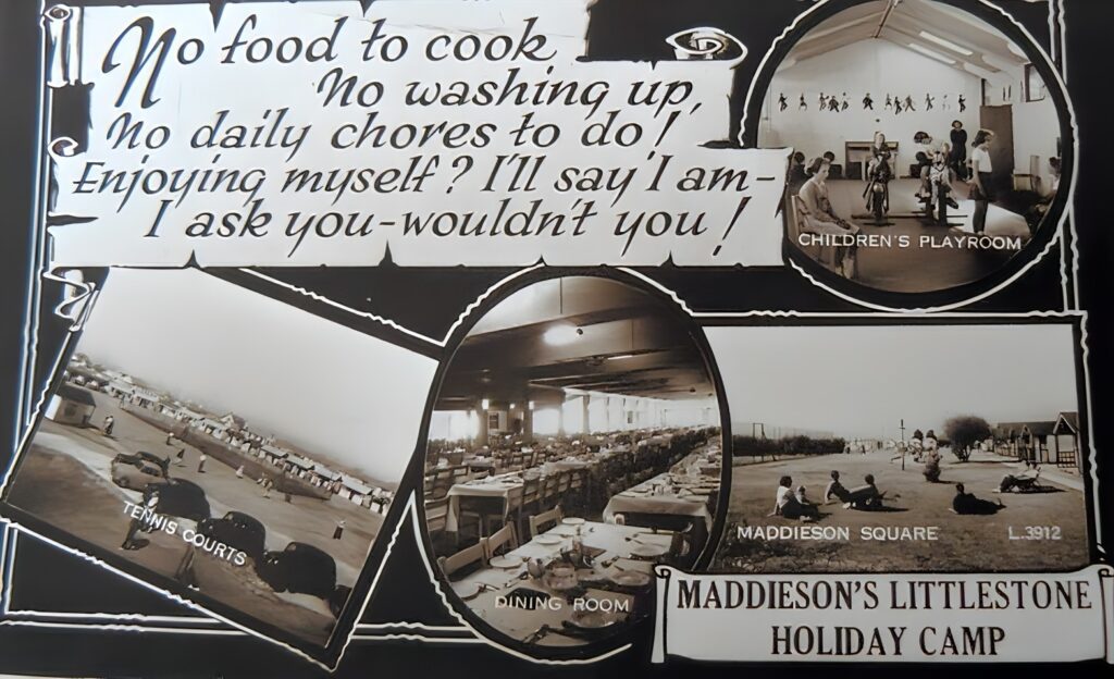 Vintage postcard of Maddiesons Littlestone Holiday Camp