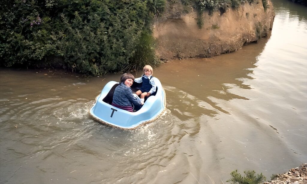 Boating lake at Age of Steam in Crowlas (Penwith Pleasure Park) seen in 1981