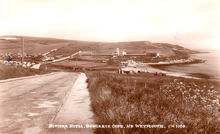 Vintage postcard of the Riviera Hotel, Bowleaze Cove, near Weymouth