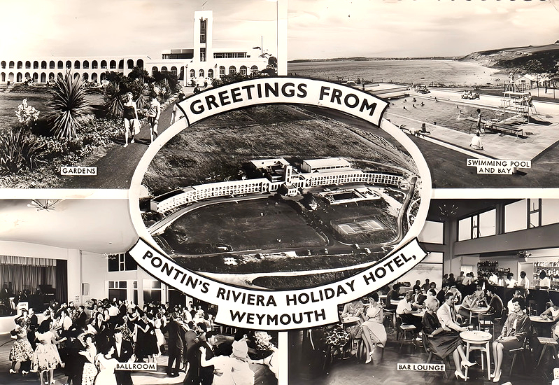 Vintage postcard of Pontins Riviera Hotel, Bowleaze Cove, near Weymouth
