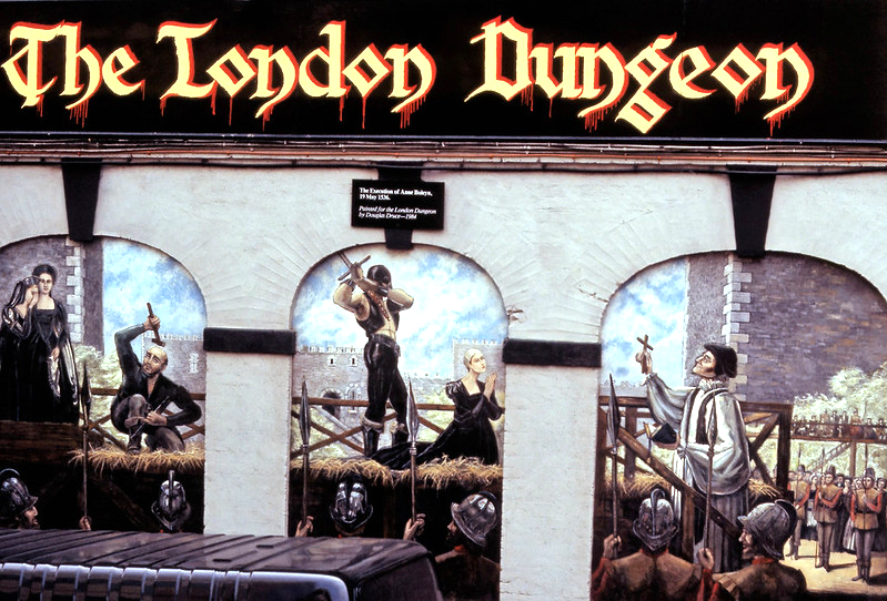 London Dungeon - The execution of Anne Boleyn. Painted by Douglas Druce 1984