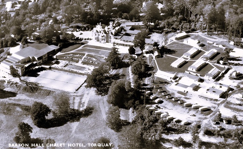 1950s aerial view of Barton Hall in Torquay