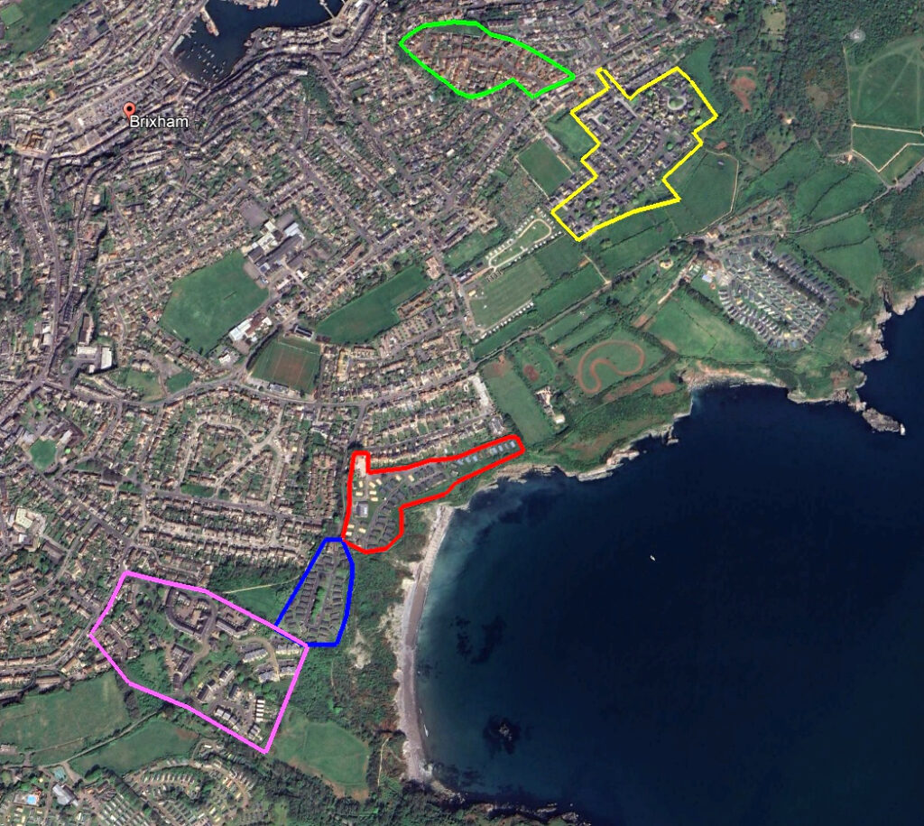 Aerial photo showing all the old Pontins holiday camps in Brixham