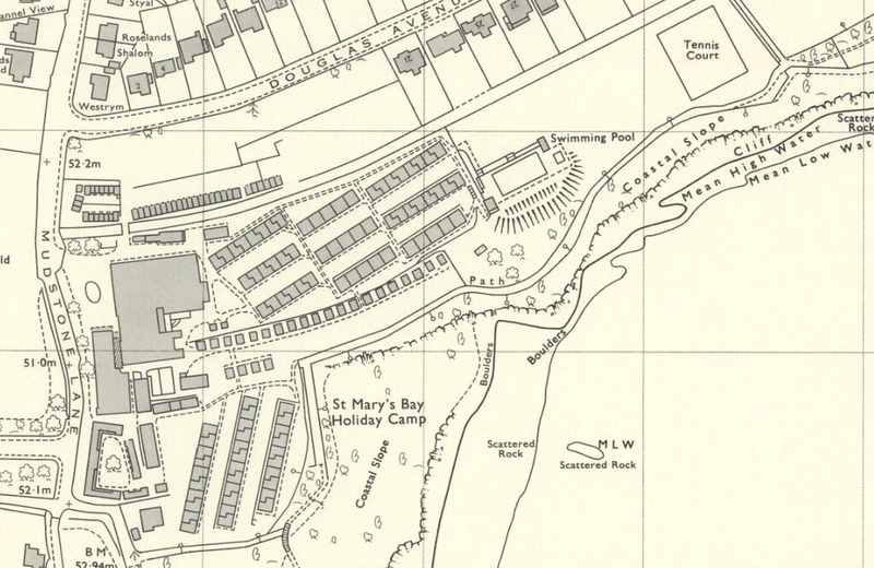 Old map of St Mary's Bay holiday camp, Brixham
