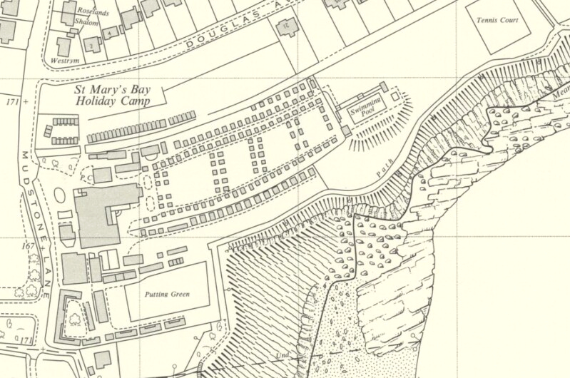 Old map of St Mary's Bay holiday camp, Brixham