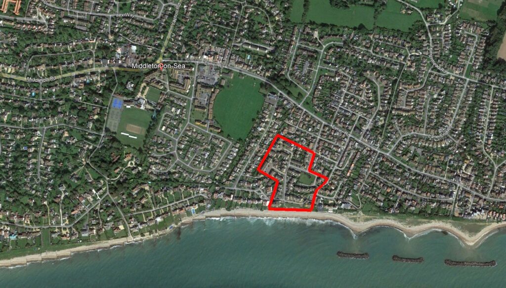 Location of the former Southdean Holiday camp in Middleton on Sea