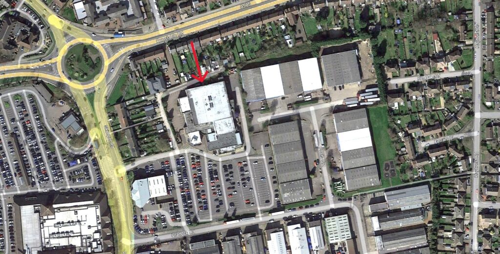 aerial view of the old Caesar's Palace in luton