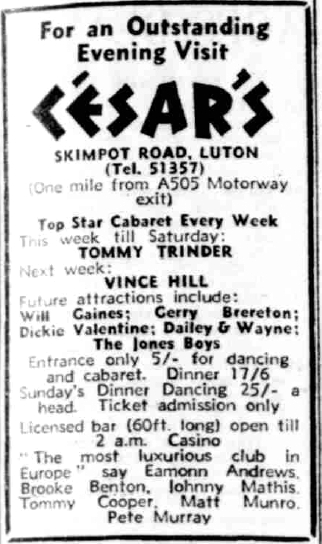 Cesar's Palace advert from February 1967