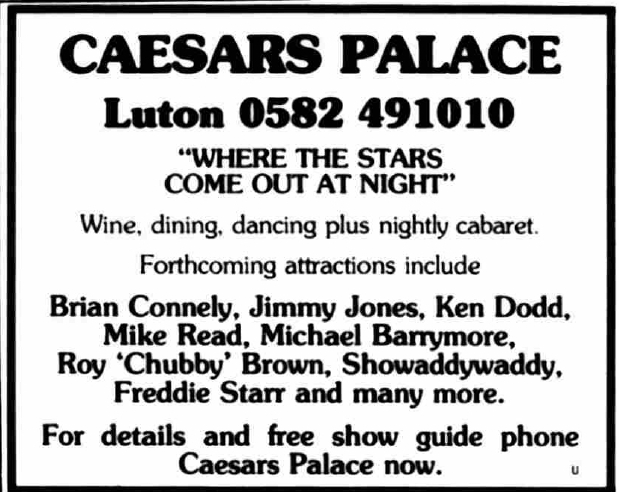 Caesar's Palace Luton advert from March 1993