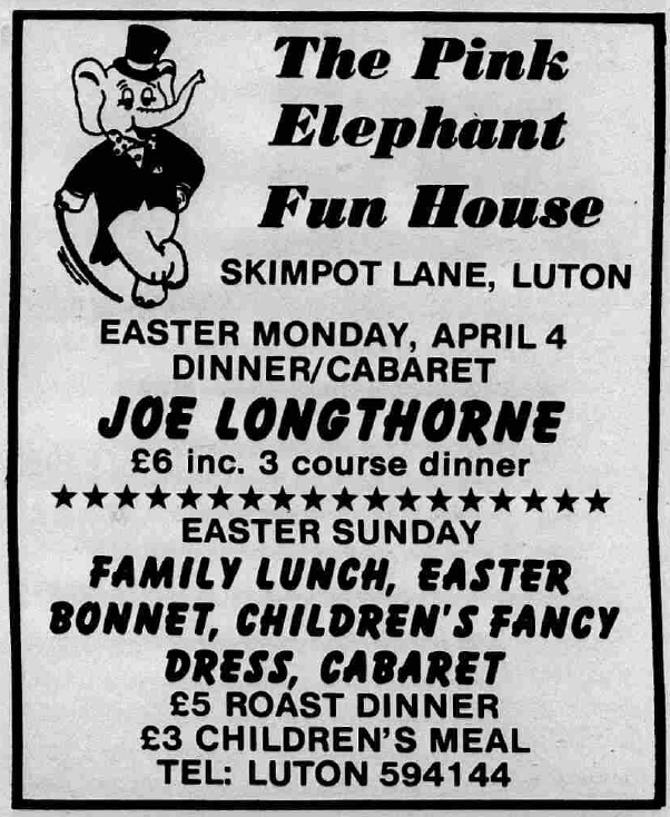 Pink Elephant Fun House advert from 1983