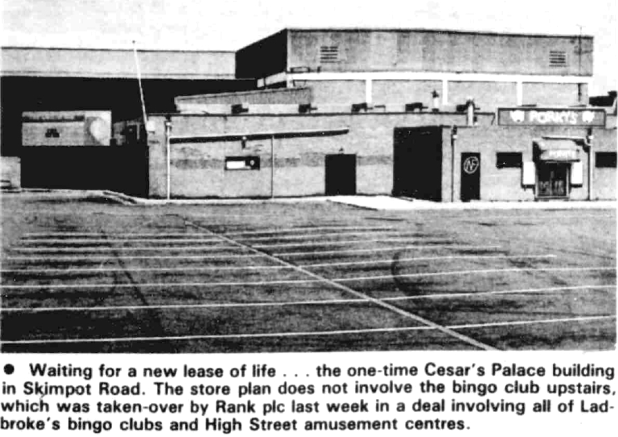 press cutting from June 1986 talking about ceasars Palace in luton being closed or sold