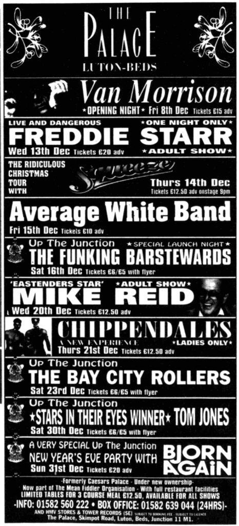 the Palace Luton advert from December 1995
